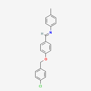 molecular formula C21H18ClNO B15023247 N-[(E)-{4-[(4-chlorobenzyl)oxy]phenyl}methylidene]-4-methylaniline 