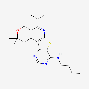 molecular formula C21H28N4OS B15023277 N-butyl-4,4-dimethyl-8-propan-2-yl-5-oxa-11-thia-9,14,16-triazatetracyclo[8.7.0.02,7.012,17]heptadeca-1(10),2(7),8,12(17),13,15-hexaen-13-amine 