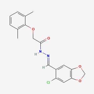 N'-[(E)-(6-chloro-1,3-benzodioxol-5-yl)methylidene]-2-(2,6-dimethylphenoxy)acetohydrazide