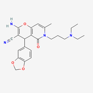 2-amino-4-(1,3-benzodioxol-5-yl)-6-[3-(diethylamino)propyl]-7-methyl-5-oxo-5,6-dihydro-4H-pyrano[3,2-c]pyridine-3-carbonitrile