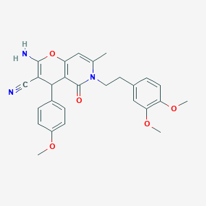 2-amino-6-[2-(3,4-dimethoxyphenyl)ethyl]-4-(4-methoxyphenyl)-7-methyl-5-oxo-5,6-dihydro-4H-pyrano[3,2-c]pyridine-3-carbonitrile