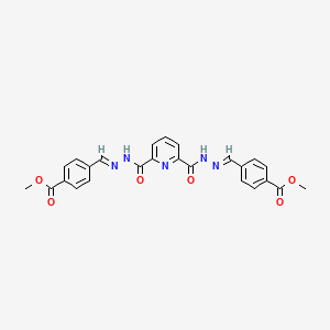 molecular formula C25H21N5O6 B15023580 Methyl 4-[(E)-{[(6-{N'-[(E)-[4-(methoxycarbonyl)phenyl]methylidene]hydrazinecarbonyl}pyridin-2-YL)formamido]imino}methyl]benzoate 