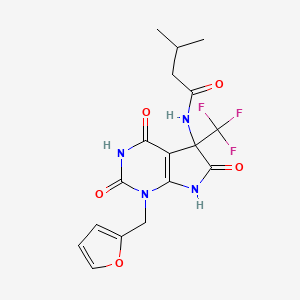 N-[1-(furan-2-ylmethyl)-4-hydroxy-2,6-dioxo-5-(trifluoromethyl)-2,5,6,7-tetrahydro-1H-pyrrolo[2,3-d]pyrimidin-5-yl]-3-methylbutanamide