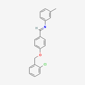 molecular formula C21H18ClNO B15023669 N-[(E)-{4-[(2-chlorobenzyl)oxy]phenyl}methylidene]-3-methylaniline 