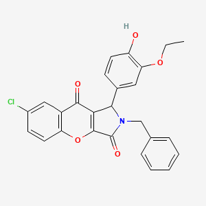 molecular formula C26H20ClNO5 B15023679 2-Benzyl-7-chloro-1-(3-ethoxy-4-hydroxyphenyl)-1,2-dihydrochromeno[2,3-c]pyrrole-3,9-dione 