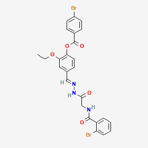 molecular formula C25H21Br2N3O5 B15023693 4-[(E)-({2-[(2-Bromophenyl)formamido]acetamido}imino)methyl]-2-ethoxyphenyl 4-bromobenzoate 