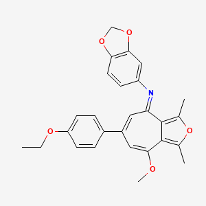 N-[(4E)-6-(4-ethoxyphenyl)-8-methoxy-1,3-dimethyl-4H-cyclohepta[c]furan-4-ylidene]-1,3-benzodioxol-5-amine