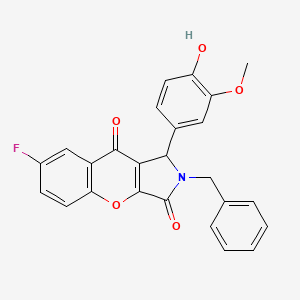 molecular formula C25H18FNO5 B15023713 2-Benzyl-7-fluoro-1-(4-hydroxy-3-methoxyphenyl)-1,2-dihydrochromeno[2,3-c]pyrrole-3,9-dione 