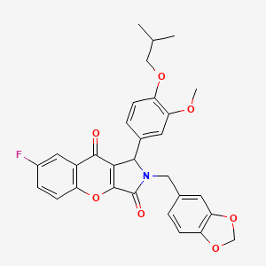 2-(1,3-Benzodioxol-5-ylmethyl)-7-fluoro-1-[3-methoxy-4-(2-methylpropoxy)phenyl]-1,2-dihydrochromeno[2,3-c]pyrrole-3,9-dione