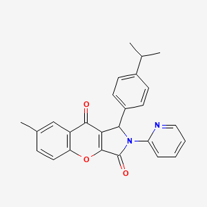 molecular formula C26H22N2O3 B15023784 7-Methyl-1-[4-(propan-2-yl)phenyl]-2-(pyridin-2-yl)-1,2-dihydrochromeno[2,3-c]pyrrole-3,9-dione 