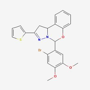 molecular formula C22H19BrN2O3S B15023839 5-(2-Bromo-4,5-dimethoxyphenyl)-2-(thiophen-2-yl)-1,10b-dihydropyrazolo[1,5-c][1,3]benzoxazine 