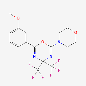 molecular formula C16H15F6N3O3 B15023846 2-(3-methoxyphenyl)-6-(morpholin-4-yl)-4,4-bis(trifluoromethyl)-4H-1,3,5-oxadiazine 