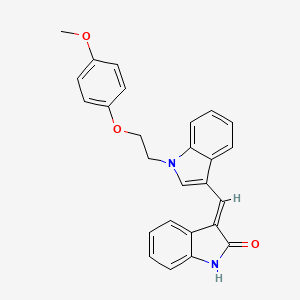 molecular formula C26H22N2O3 B15023863 (3E)-3-({1-[2-(4-methoxyphenoxy)ethyl]-1H-indol-3-yl}methylidene)-1,3-dihydro-2H-indol-2-one 