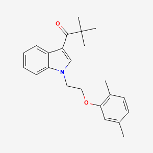 molecular formula C23H27NO2 B15023906 1-{1-[2-(2,5-dimethylphenoxy)ethyl]-1H-indol-3-yl}-2,2-dimethylpropan-1-one 