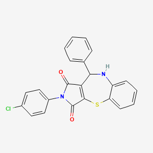 molecular formula C23H15ClN2O2S B15023923 2-(4-chlorophenyl)-10-phenyl-9,10-dihydro-1H-pyrrolo[3,4-b][1,5]benzothiazepine-1,3(2H)-dione 