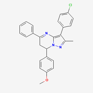 molecular formula C26H22ClN3O B15023938 3-(4-Chlorophenyl)-7-(4-methoxyphenyl)-2-methyl-5-phenyl-6,7-dihydropyrazolo[1,5-a]pyrimidine 