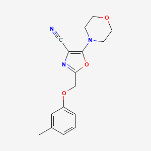 molecular formula C16H17N3O3 B15023957 2-[(3-Methylphenoxy)methyl]-5-(morpholin-4-yl)-1,3-oxazole-4-carbonitrile 