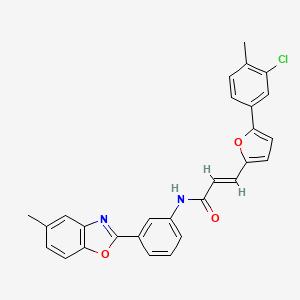 (2E)-3-[5-(3-chloro-4-methylphenyl)furan-2-yl]-N-[3-(5-methyl-1,3-benzoxazol-2-yl)phenyl]prop-2-enamide