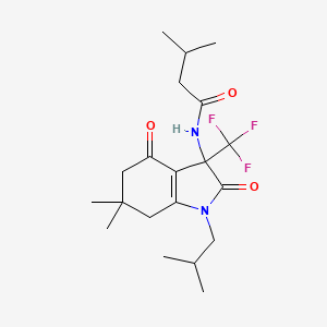 N-[6,6-dimethyl-1-(2-methylpropyl)-2,4-dioxo-3-(trifluoromethyl)-2,3,4,5,6,7-hexahydro-1H-indol-3-yl]-3-methylbutanamide