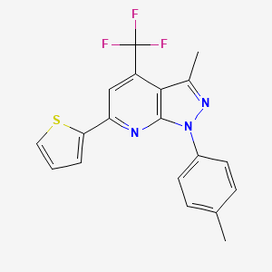 3-methyl-1-(4-methylphenyl)-6-(thiophen-2-yl)-4-(trifluoromethyl)-1H-pyrazolo[3,4-b]pyridine