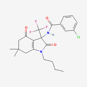 N-[1-butyl-6,6-dimethyl-2,4-dioxo-3-(trifluoromethyl)-2,3,4,5,6,7-hexahydro-1H-indol-3-yl]-3-chlorobenzamide