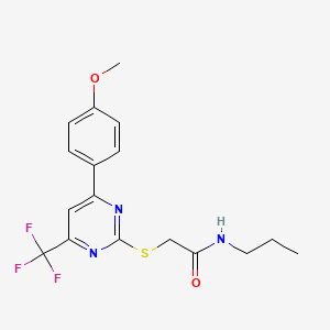 molecular formula C17H18F3N3O2S B15024105 2-{[4-(4-methoxyphenyl)-6-(trifluoromethyl)pyrimidin-2-yl]sulfanyl}-N-propylacetamide 