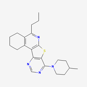 molecular formula C22H28N4S B15024140 13-(4-methylpiperidin-1-yl)-8-propyl-11-thia-9,14,16-triazatetracyclo[8.7.0.02,7.012,17]heptadeca-1,7,9,12,14,16-hexaene 