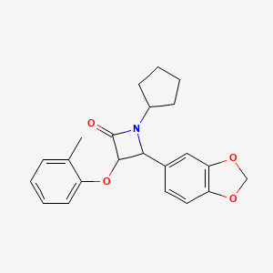 4-(1,3-Benzodioxol-5-yl)-1-cyclopentyl-3-(2-methylphenoxy)azetidin-2-one