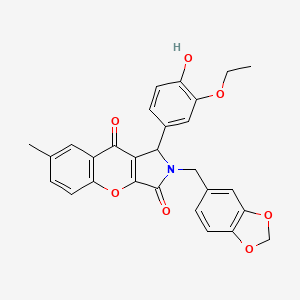 2-(1,3-Benzodioxol-5-ylmethyl)-1-(3-ethoxy-4-hydroxyphenyl)-7-methyl-1,2-dihydrochromeno[2,3-c]pyrrole-3,9-dione