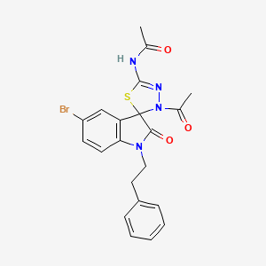 N-[3'-acetyl-5-bromo-2-oxo-1-(2-phenylethyl)-1,2-dihydro-3'H-spiro[indole-3,2'-[1,3,4]thiadiazol]-5'-yl]acetamide