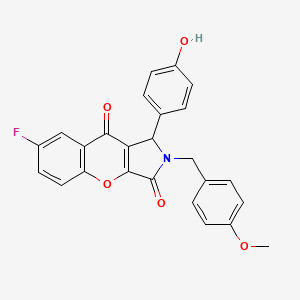 molecular formula C25H18FNO5 B15024289 7-Fluoro-1-(4-hydroxyphenyl)-2-(4-methoxybenzyl)-1,2-dihydrochromeno[2,3-c]pyrrole-3,9-dione 