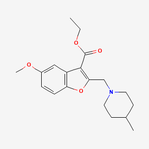 molecular formula C19H25NO4 B15024294 Ethyl 5-methoxy-2-[(4-methylpiperidin-1-yl)methyl]-1-benzofuran-3-carboxylate 