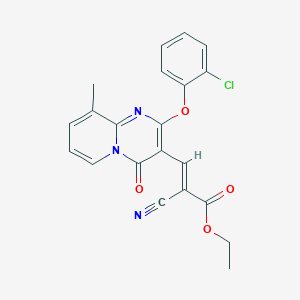 ethyl (2E)-3-[2-(2-chlorophenoxy)-9-methyl-4-oxo-4H-pyrido[1,2-a]pyrimidin-3-yl]-2-cyanoprop-2-enoate