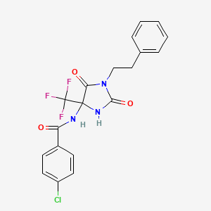 4-chloro-N-[2,5-dioxo-1-(2-phenylethyl)-4-(trifluoromethyl)imidazolidin-4-yl]benzamide