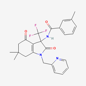 N-[6,6-dimethyl-2,4-dioxo-1-(pyridin-2-ylmethyl)-3-(trifluoromethyl)-2,3,4,5,6,7-hexahydro-1H-indol-3-yl]-3-methylbenzamide