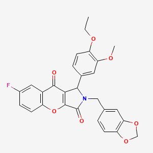 2-(1,3-Benzodioxol-5-ylmethyl)-1-(4-ethoxy-3-methoxyphenyl)-7-fluoro-1,2-dihydrochromeno[2,3-c]pyrrole-3,9-dione