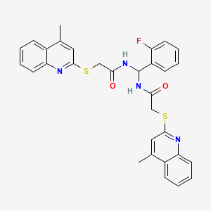 molecular formula C31H27FN4O2S2 B15024407 N,N'-[(2-fluorophenyl)methanediyl]bis{2-[(4-methylquinolin-2-yl)sulfanyl]acetamide} 