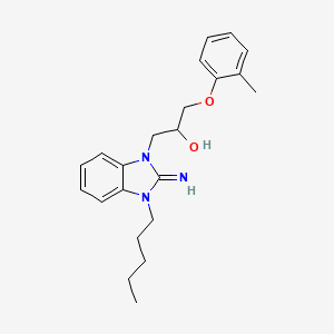 molecular formula C22H29N3O2 B15024426 1-(2-imino-3-pentyl-2,3-dihydro-1H-benzimidazol-1-yl)-3-(2-methylphenoxy)propan-2-ol 