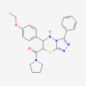 molecular formula C23H25N5O2S B15024445 [6-(4-ethoxyphenyl)-3-phenyl-6,7-dihydro-5H-[1,2,4]triazolo[3,4-b][1,3,4]thiadiazin-7-yl](pyrrolidin-1-yl)methanone 