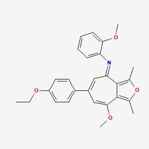 molecular formula C27H27NO4 B15024452 (E)-N-(6-(4-ethoxyphenyl)-8-methoxy-1,3-dimethyl-4H-cyclohepta[c]furan-4-ylidene)-2-methoxyaniline 