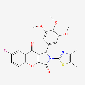 molecular formula C25H21FN2O6S B15024488 2-(4,5-Dimethyl-1,3-thiazol-2-yl)-7-fluoro-1-(3,4,5-trimethoxyphenyl)-1,2-dihydrochromeno[2,3-c]pyrrole-3,9-dione 