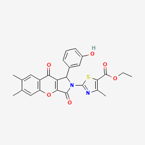 ethyl 2-[1-(3-hydroxyphenyl)-6,7-dimethyl-3,9-dioxo-3,9-dihydrochromeno[2,3-c]pyrrol-2(1H)-yl]-4-methyl-1,3-thiazole-5-carboxylate