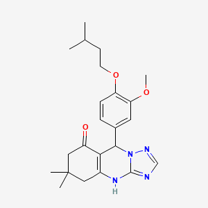 molecular formula C23H30N4O3 B15024573 9-[3-methoxy-4-(3-methylbutoxy)phenyl]-6,6-dimethyl-5,6,7,9-tetrahydro[1,2,4]triazolo[5,1-b]quinazolin-8(4H)-one 