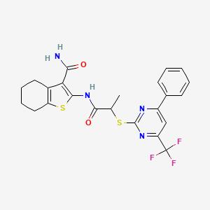 2-[(2-{[4-Phenyl-6-(trifluoromethyl)pyrimidin-2-yl]sulfanyl}propanoyl)amino]-4,5,6,7-tetrahydro-1-benzothiophene-3-carboxamide