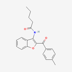 molecular formula C21H21NO3 B15024729 N-[2-(4-methylbenzoyl)-1-benzofuran-3-yl]pentanamide 