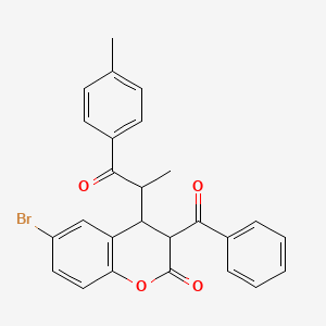 6-bromo-4-[1-(4-methylphenyl)-1-oxopropan-2-yl]-3-(phenylcarbonyl)-3,4-dihydro-2H-chromen-2-one