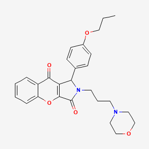 molecular formula C27H30N2O5 B15024857 2-[3-(Morpholin-4-yl)propyl]-1-(4-propoxyphenyl)-1,2-dihydrochromeno[2,3-c]pyrrole-3,9-dione 