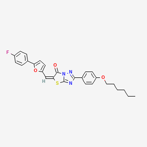 molecular formula C27H24FN3O3S B15024903 (5E)-5-{[5-(4-fluorophenyl)furan-2-yl]methylidene}-2-[4-(hexyloxy)phenyl][1,3]thiazolo[3,2-b][1,2,4]triazol-6(5H)-one 