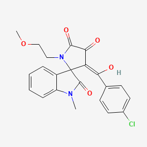 molecular formula C22H19ClN2O5 B15024962 3'-[(4-chlorophenyl)carbonyl]-4'-hydroxy-1'-(2-methoxyethyl)-1-methylspiro[indole-3,2'-pyrrole]-2,5'(1H,1'H)-dione 