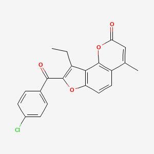 molecular formula C21H15ClO4 B15024982 8-(4-chlorobenzoyl)-9-ethyl-4-methyl-2H-furo[2,3-h]chromen-2-one 